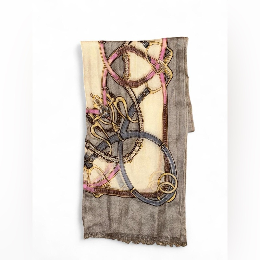 Captiva Cavallo Cashmere Scarf with chain print very light weight - Picture 3 of 8